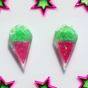 NEON GREEN & PINK SNOW CONE EAR CANDY