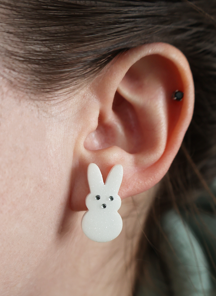 IRIDESCENT GREEN MARSHMALLOW ANIMAL EARRINGS