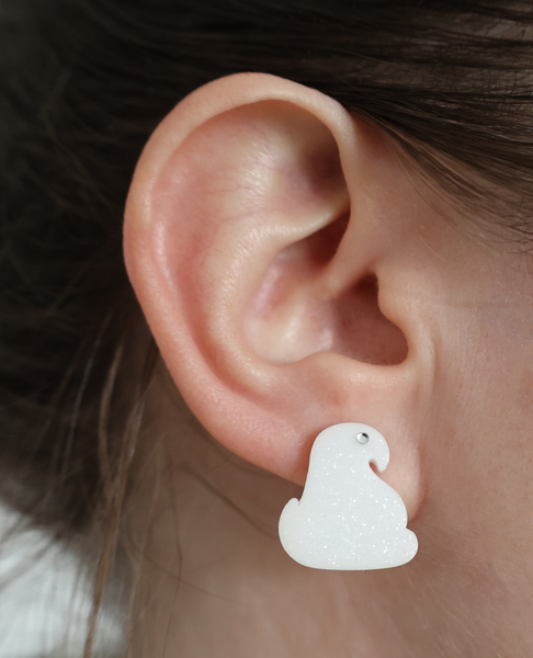 YELLOW METALLIC SPECKLED MARSHMALLOW ANIMAL EARRINGS