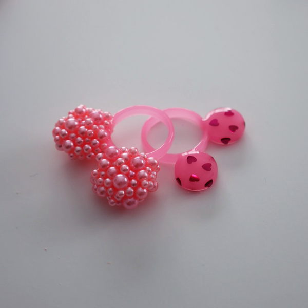 PINK HEART MOUSE EAR RING
