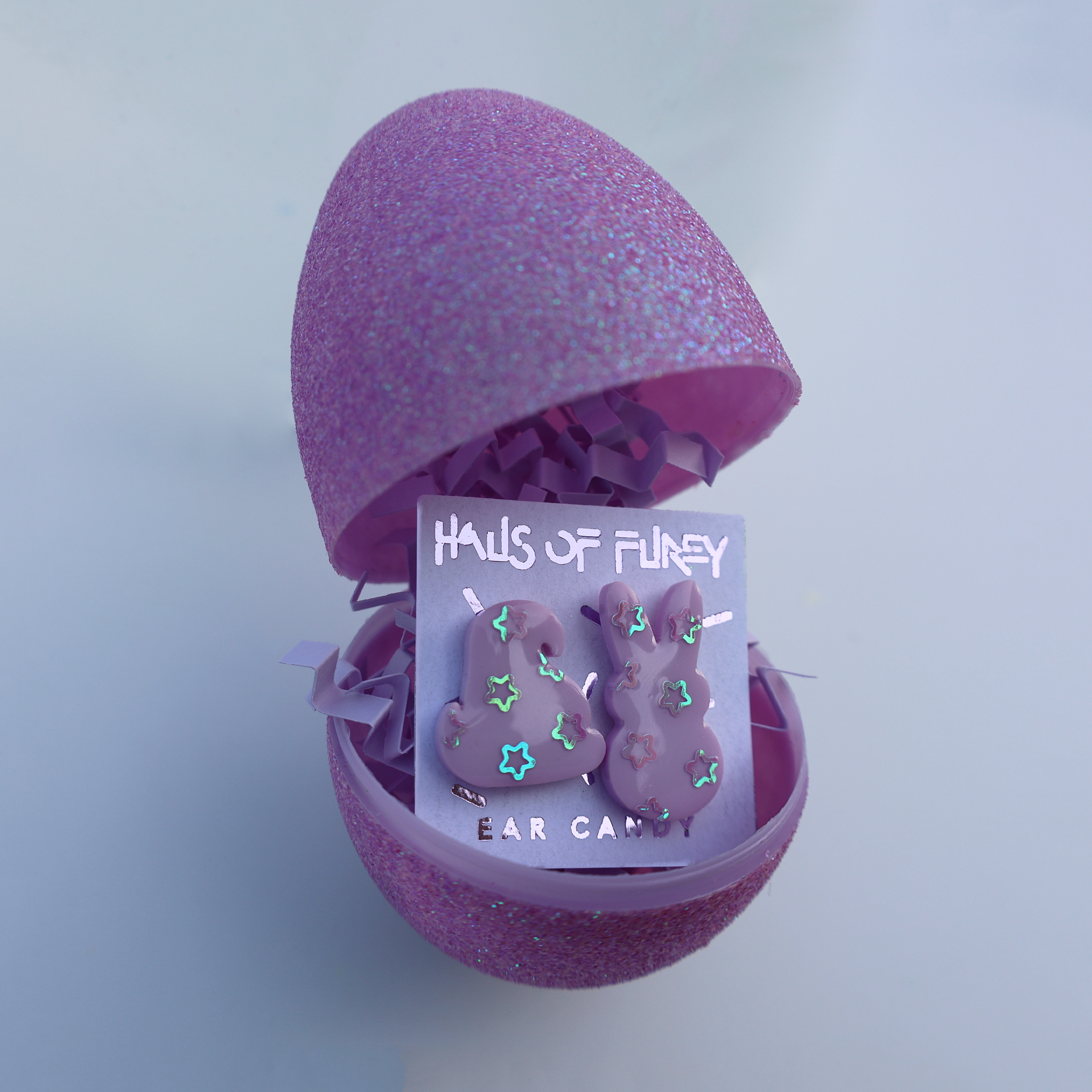 PURPLE FLOWER MARSHMALLOW ANIMAL EARRINGS