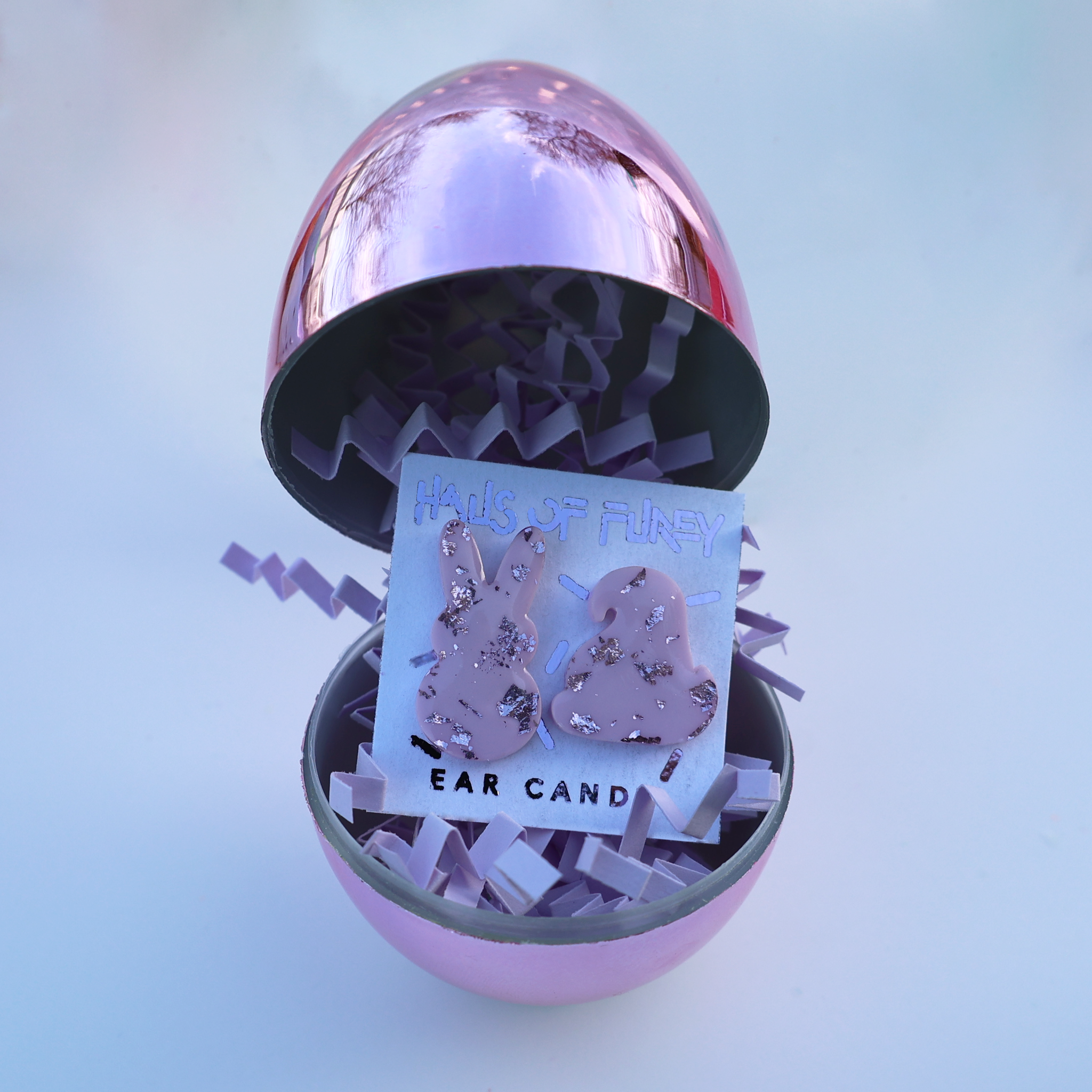 PURPLE METALLIC SPECKLED MARSHMALLOW ANIMAL EARRINGS
