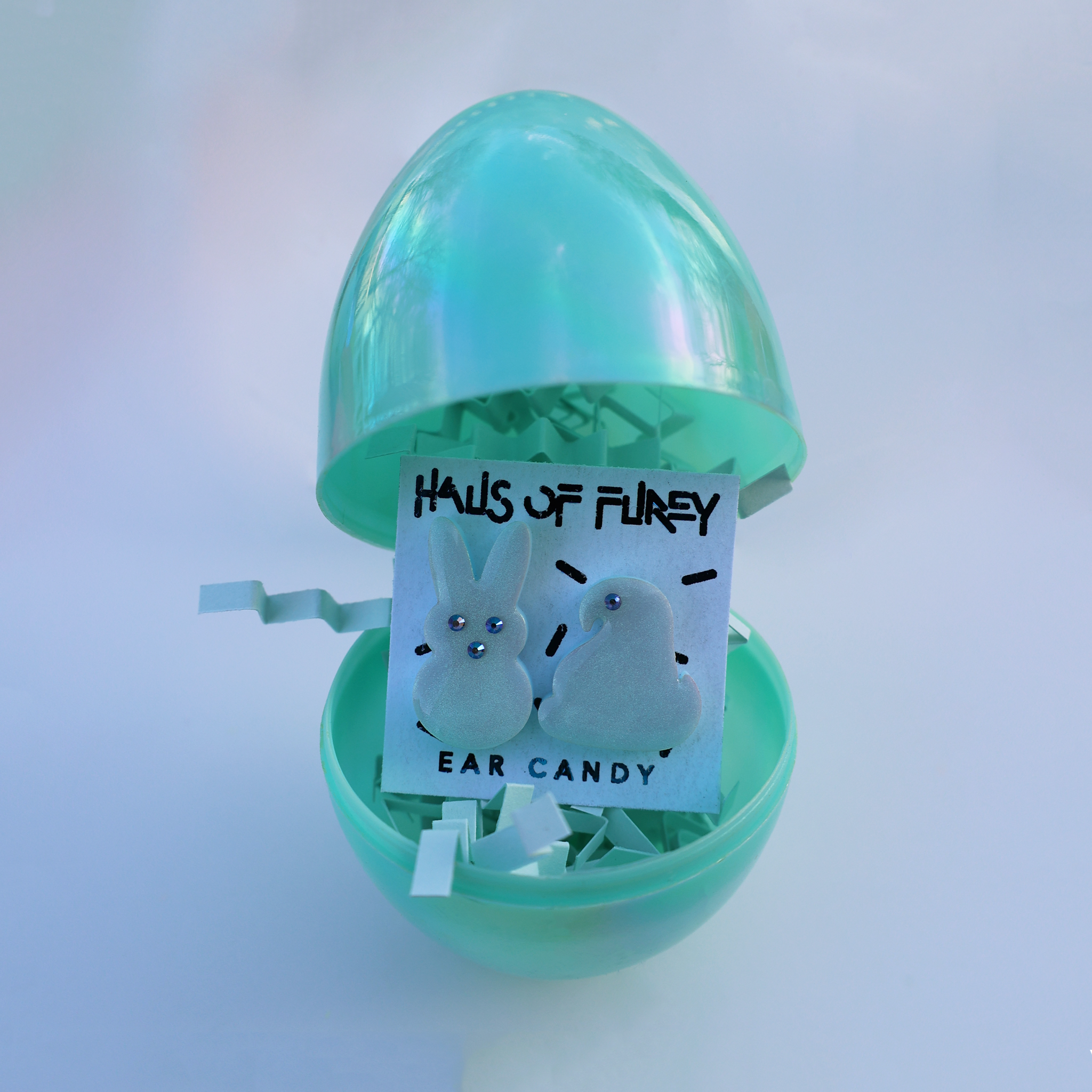 IRIDESCENT TEAL MARSHMALLOW ANIMAL EARRINGS