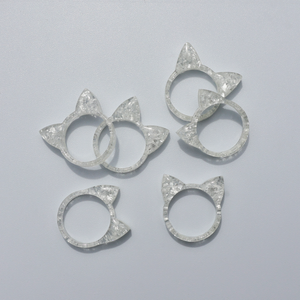WHITE ANIMAL EAR RINGS