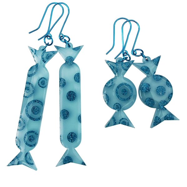 LIGHT BLUE GLAM CANDY EARRINGS