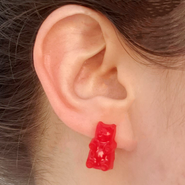 METALLIC CONFETTI GUMMY BEAR EARRINGS