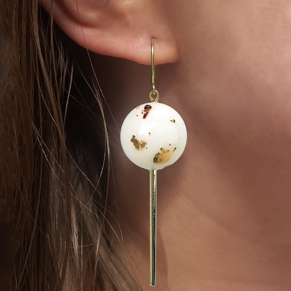 GOLD METALLIC JAWBREAKER LOLLIPOP EARRINGS