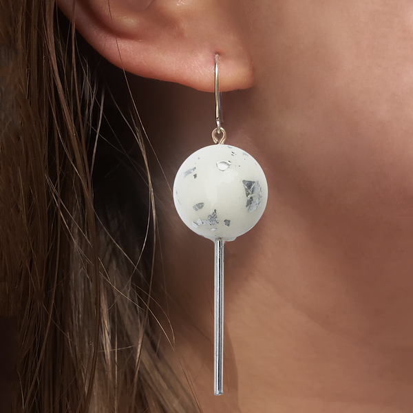 SILVER METALLIC JAWBREAKER LOLLIPOP EARRINGS
