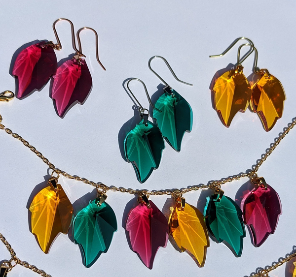 GREEN HARVEST LEAF EARRINGS