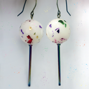 RAINBOW METALLIC JAWBREAKER LOLLIPOP EARRINGS