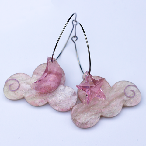 PINK NEBULA COSMIC CLOUD EARRINGS