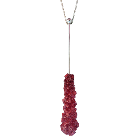 SPARKLING CRANBERRY ROCK CANDY SWIZZLE STICK NECKLACE