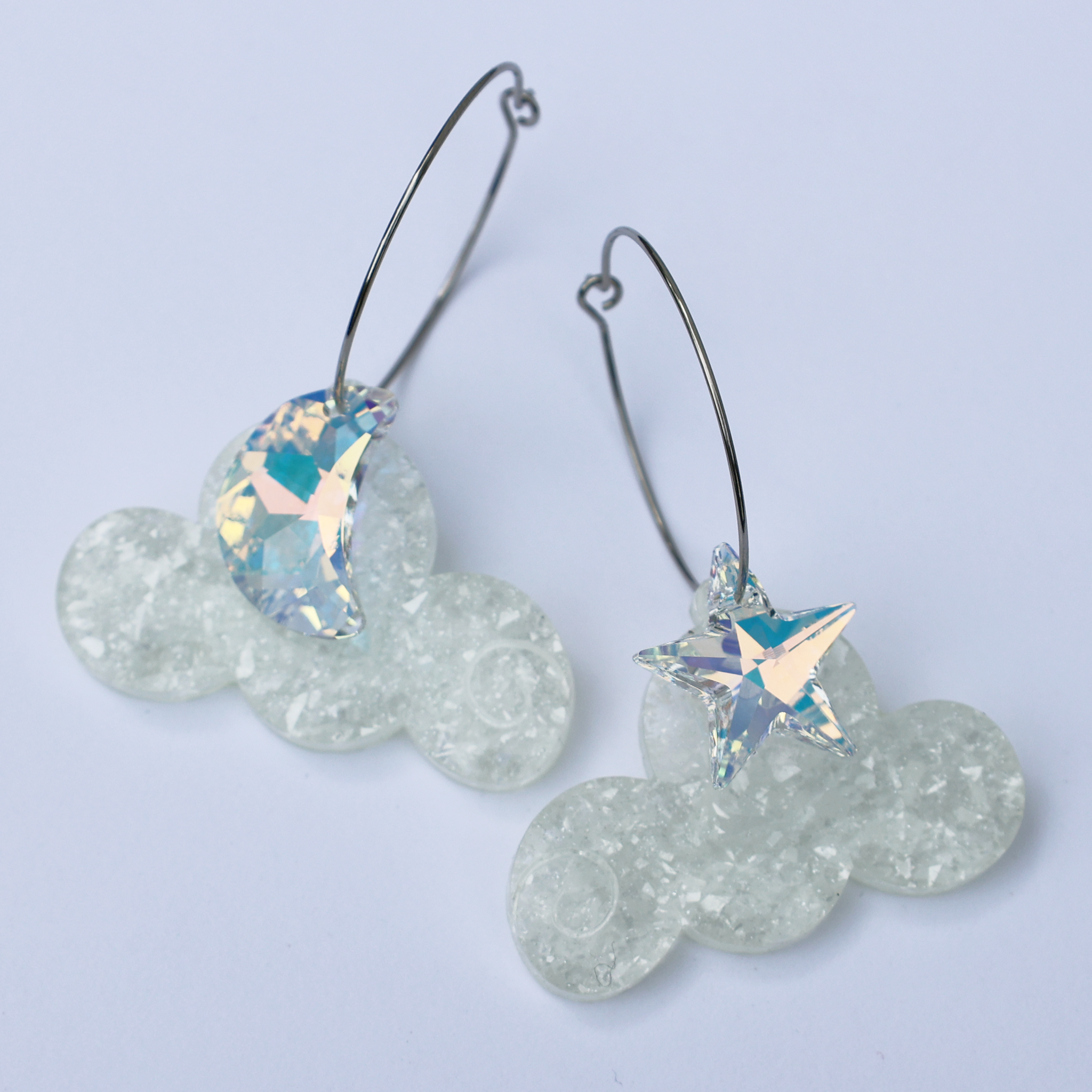 WHITE COSMIC CLOUD EARRINGS