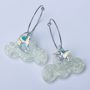 WHITE COSMIC CLOUD EARRINGS