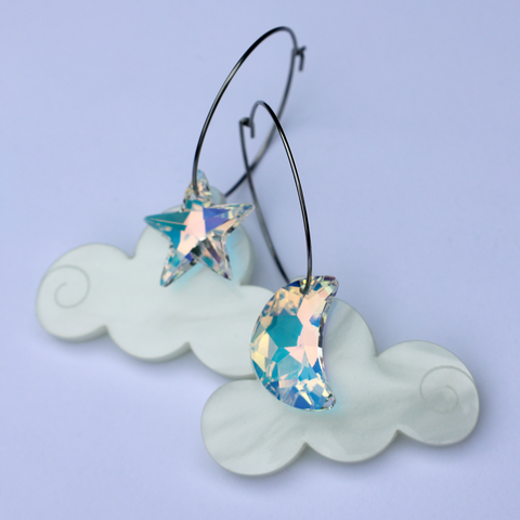 WHITE MARBLE COSMIC CLOUD EARRINGS
