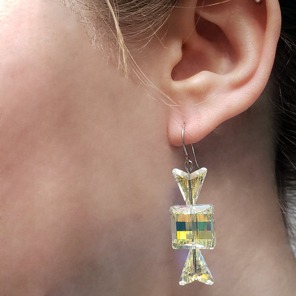 FROZEN CRYSTAL SQUARE CANDY EARRINGS