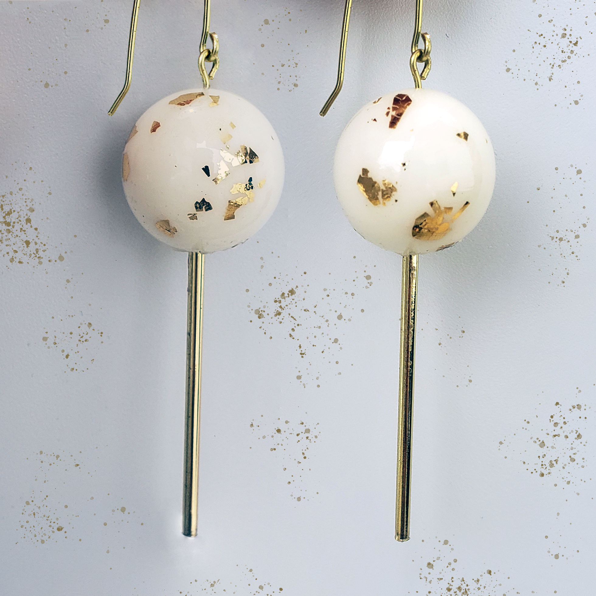 GOLD METALLIC JAWBREAKER LOLLIPOP EARRINGS