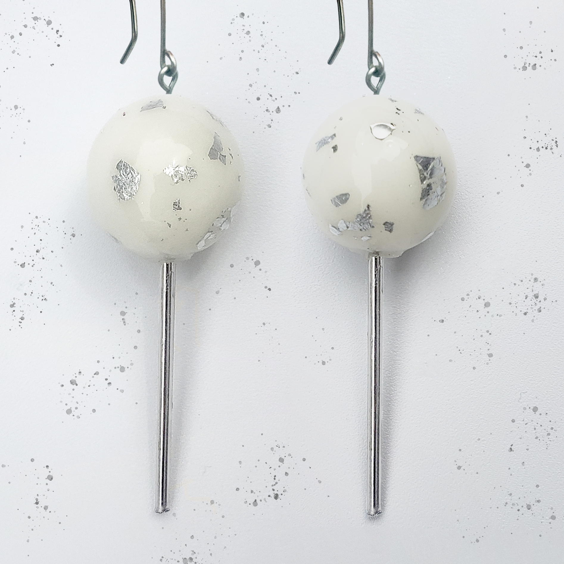 SILVER METALLIC JAWBREAKER LOLLIPOP EARRINGS