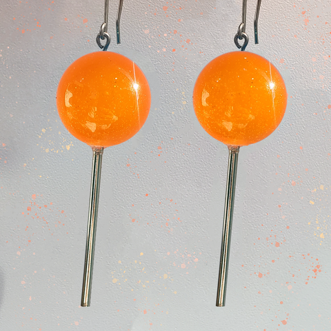 ORANGE SODA JAWBREAKER LOLLIPOP EARRINGS