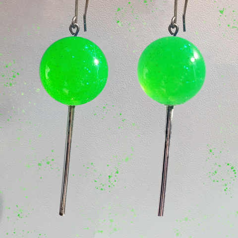 SOUR APPLE JAWBREAKER LOLLIPOP EARRINGS