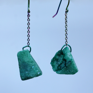 TEAL COSMIC COAL METEORITE EARRINGS